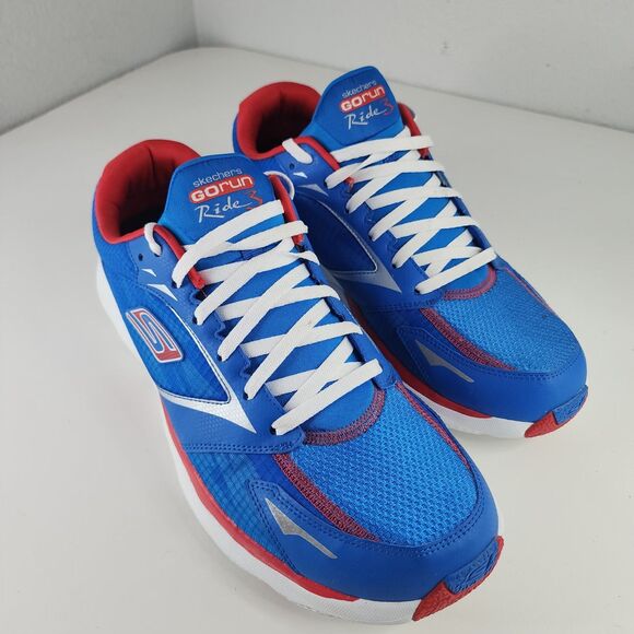 Skechers GOrun Ride 3 Running Shoes Blue Red White Men’s Size 13 Lightweight - Picture 12 of 13